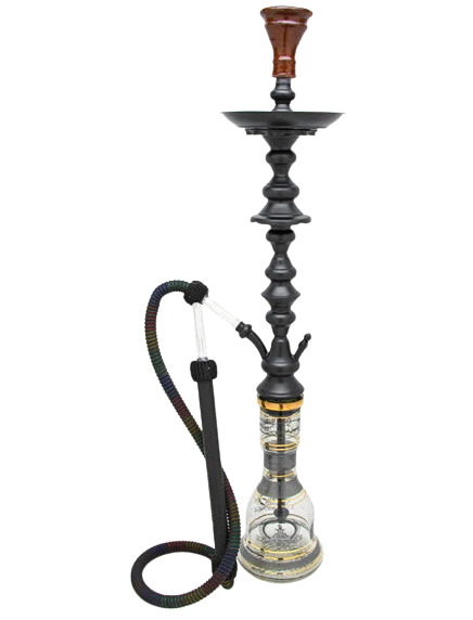 Khalil Mamoon Shareef 35 inch stainless steel black coated stem with clear and black stenciled base