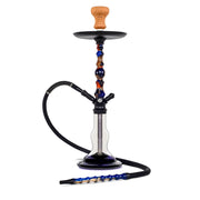 BYO Sophia Hookah 22" blue wood stem clear base matching wood handle hose