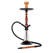 BYO Sophia Hookah 22" Orange wood stem clear base matching wood handle hose