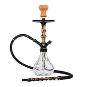 BYO Zuki Hookah 19" black wood stem with matching wood handle hose and clear base