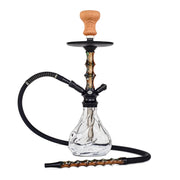 BYO Zuki Hookah 19" orange wood stem with matching wood handle hose and clear base