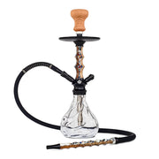 BYO Zuki Hookah 19" white wood stem with matching wood handle hose and clear base
