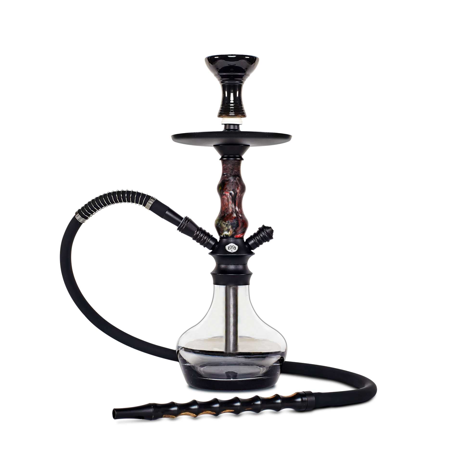 BYO Carnaval Hookah 17" black stem clear base matching hose