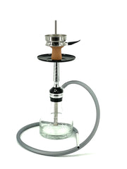 D Hookah Spiral 20" Silver Stem and Hose Clear Base