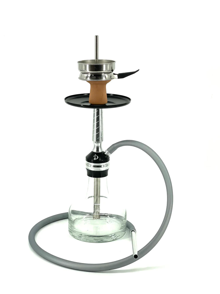 D Hookah Spiral 20" Silver Stem and Hose Clear Base