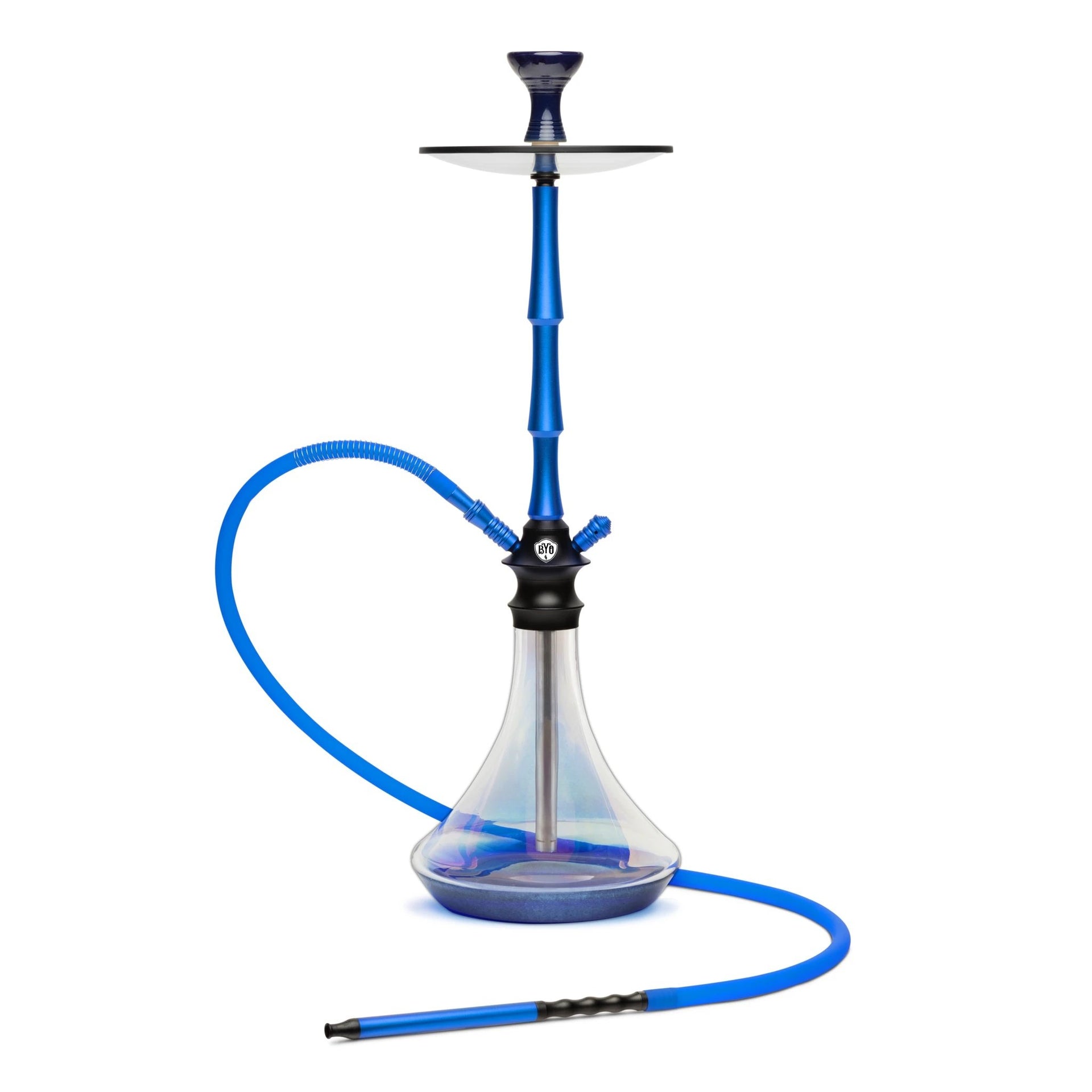 BYO Galaxy Hookah 32" blue stem matching clear base and hose