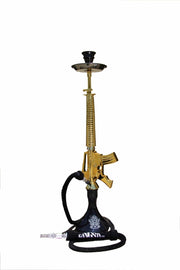 Gangsta Terminator Hookah 33" Gold Stem Black Base