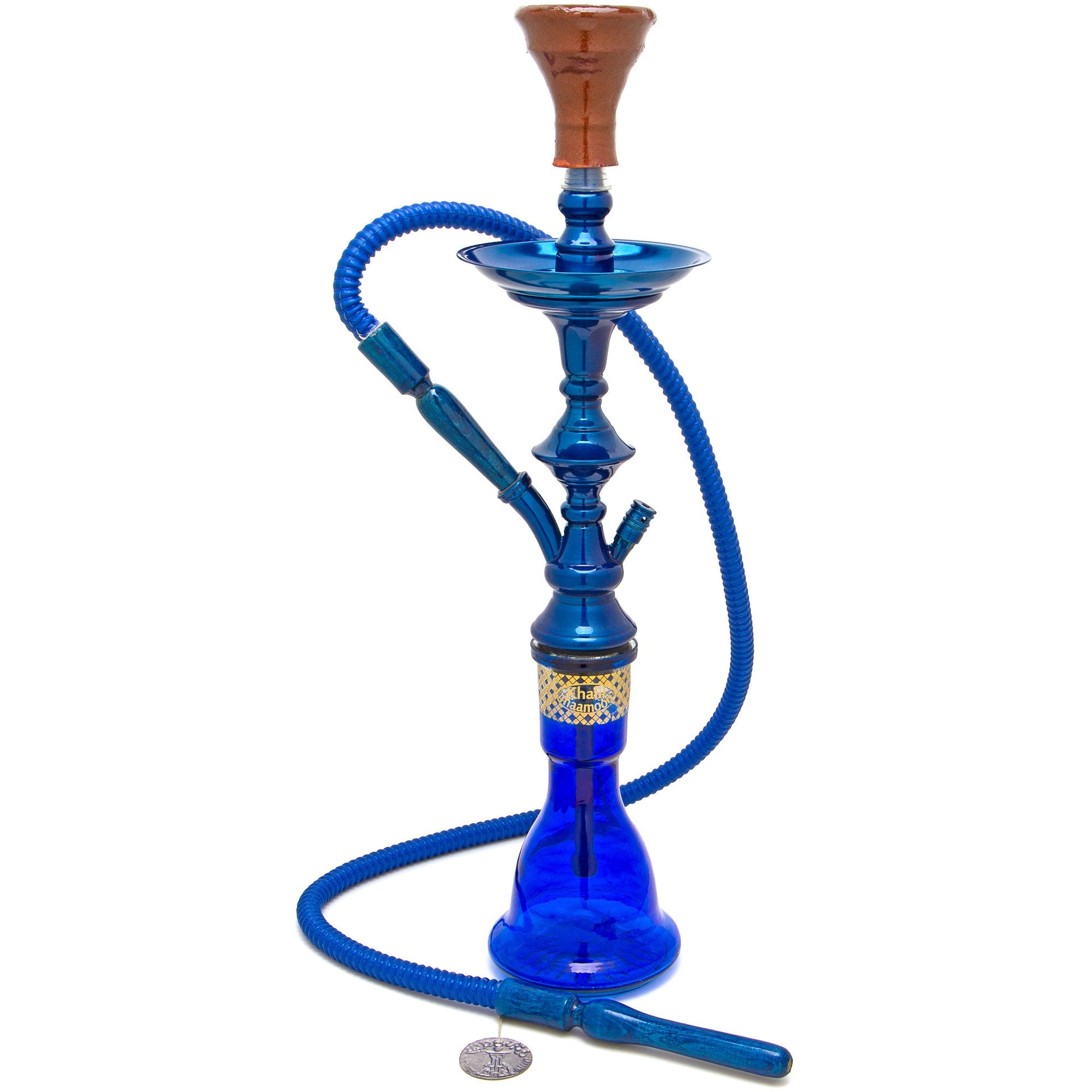 Khalil Mamoon Hookah Mini Classic 22" Blue Stem Base and Hose