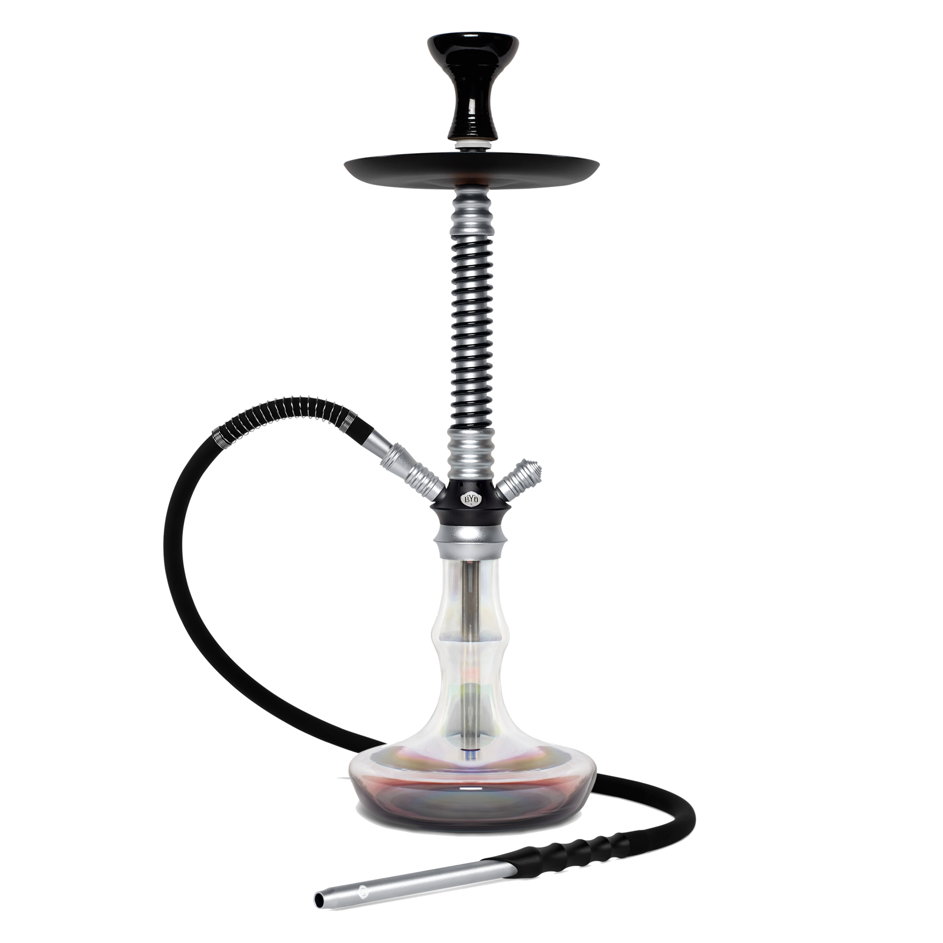 BYO Vantage Hookah 24" black spring stem matching clear base and hose