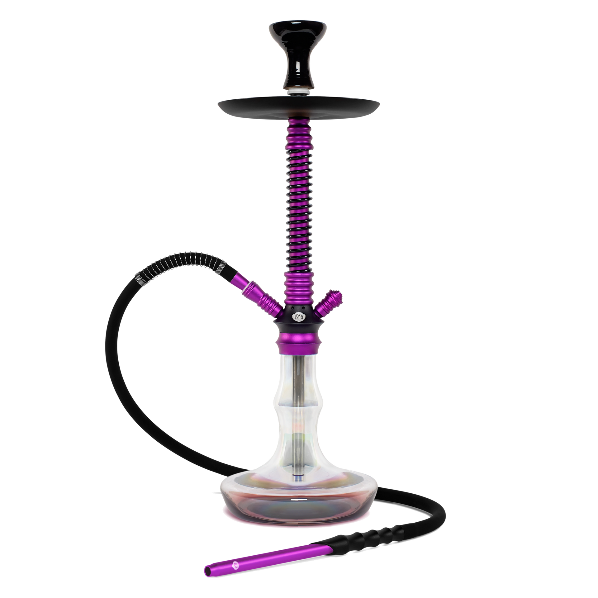 BYO Vantage Hookah 24" purple spring stem matching clear base and hose