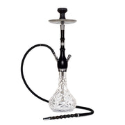 BYO Aria Hookah 28" Black wood stem clear base matching wood handle hose