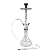 BYO Aria Hookah 28" White wood stem clear base matching wood handle hose