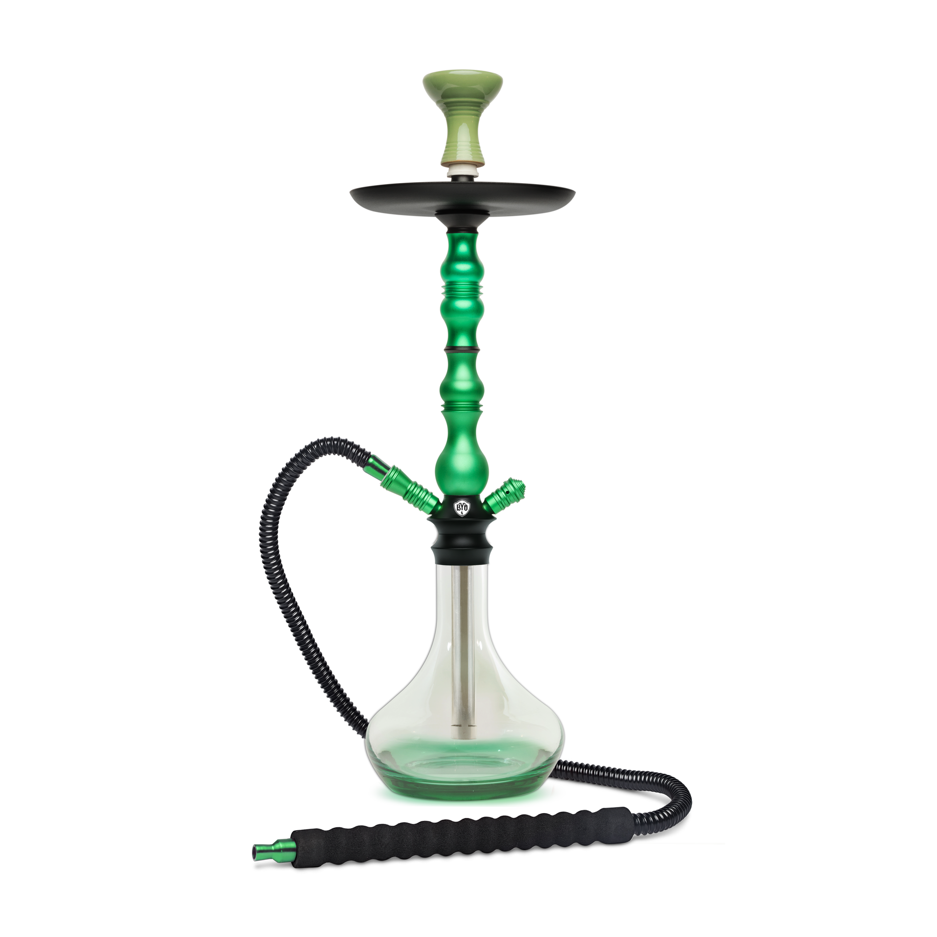 BYO Atlas Hookah 27" Green stem with matching clear base