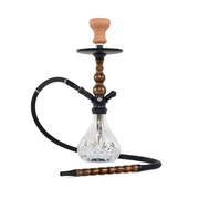 BYO Bella Hookah 18" black stem clear base matching wood handle hose