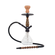 BYO Kayla Hookah 18" black wood stem clear base matching wood handle hose