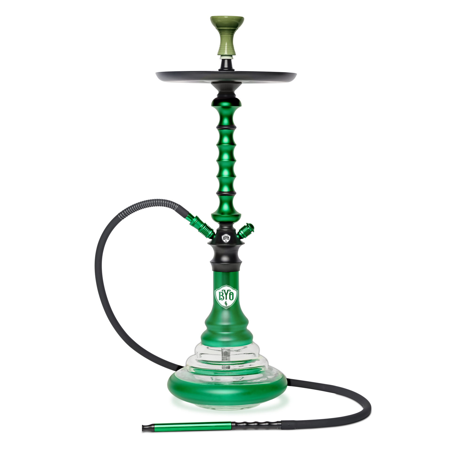 BYO Kosmos Hookah 33" green stem matching base and hose