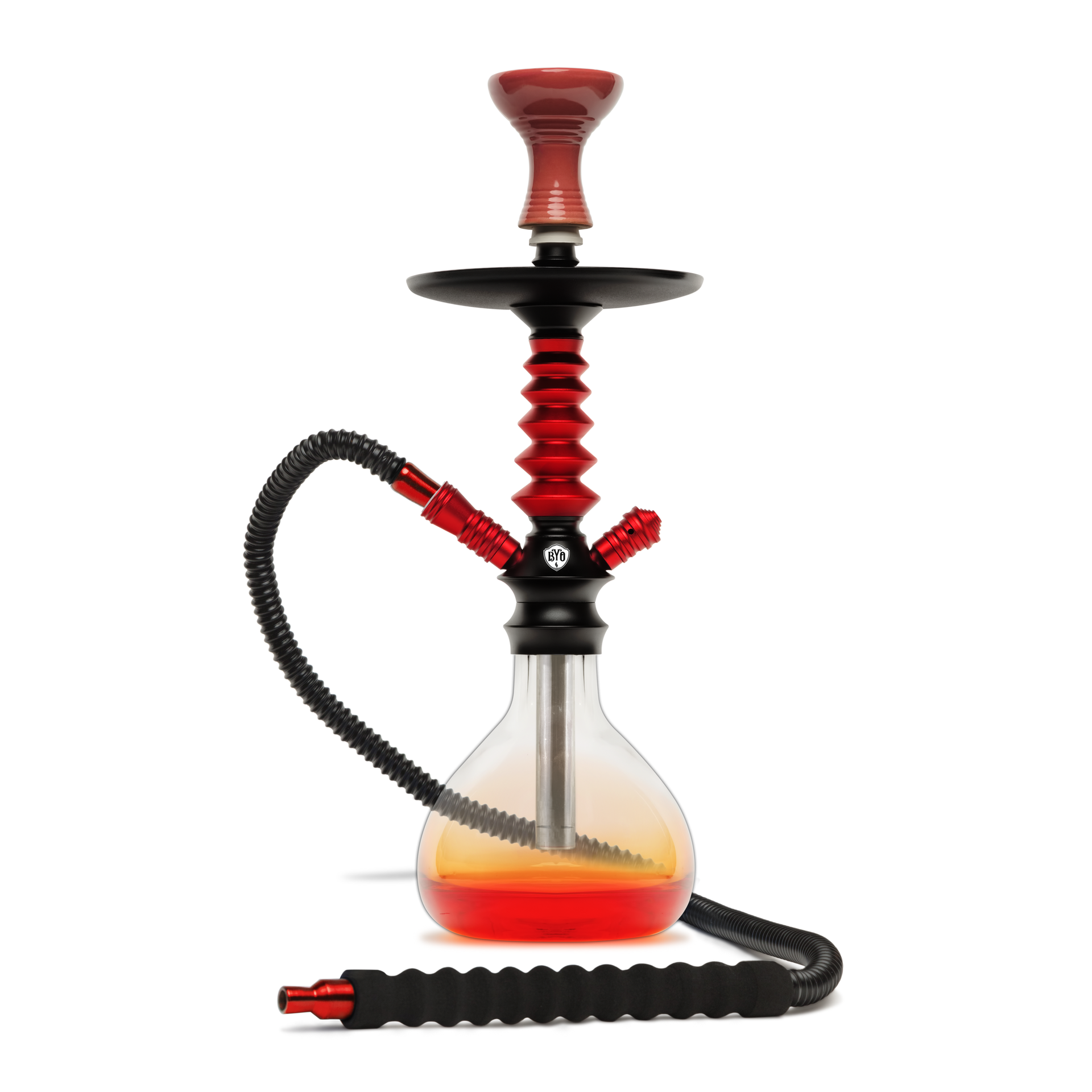 BYO Nuvo Hookah 18" red stem with matching clear base