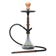 BYO Saki Hookah 24" black wood stem matching clear base and wood handle hose