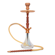 BYO Saki Hookah 24" Rose gold wood stem matching clear base and wood handle hose