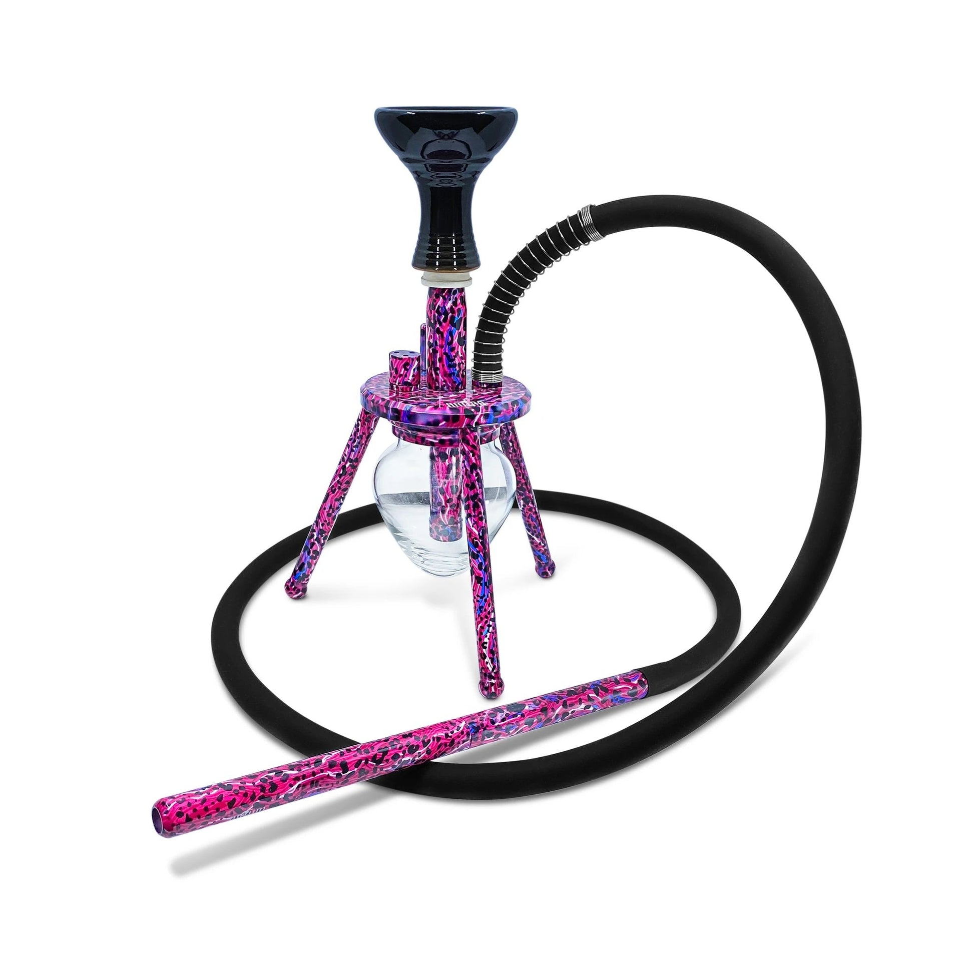 BYO Spider Hookah 12" purple panther design matching handle hose