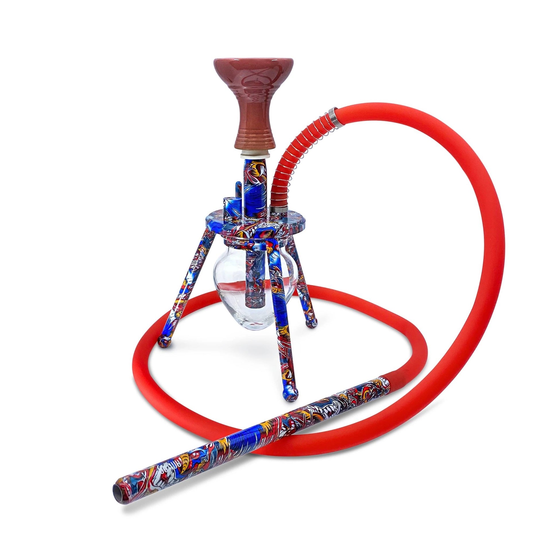 BYO Spider Hookah 12" rainbow design matching handle hose