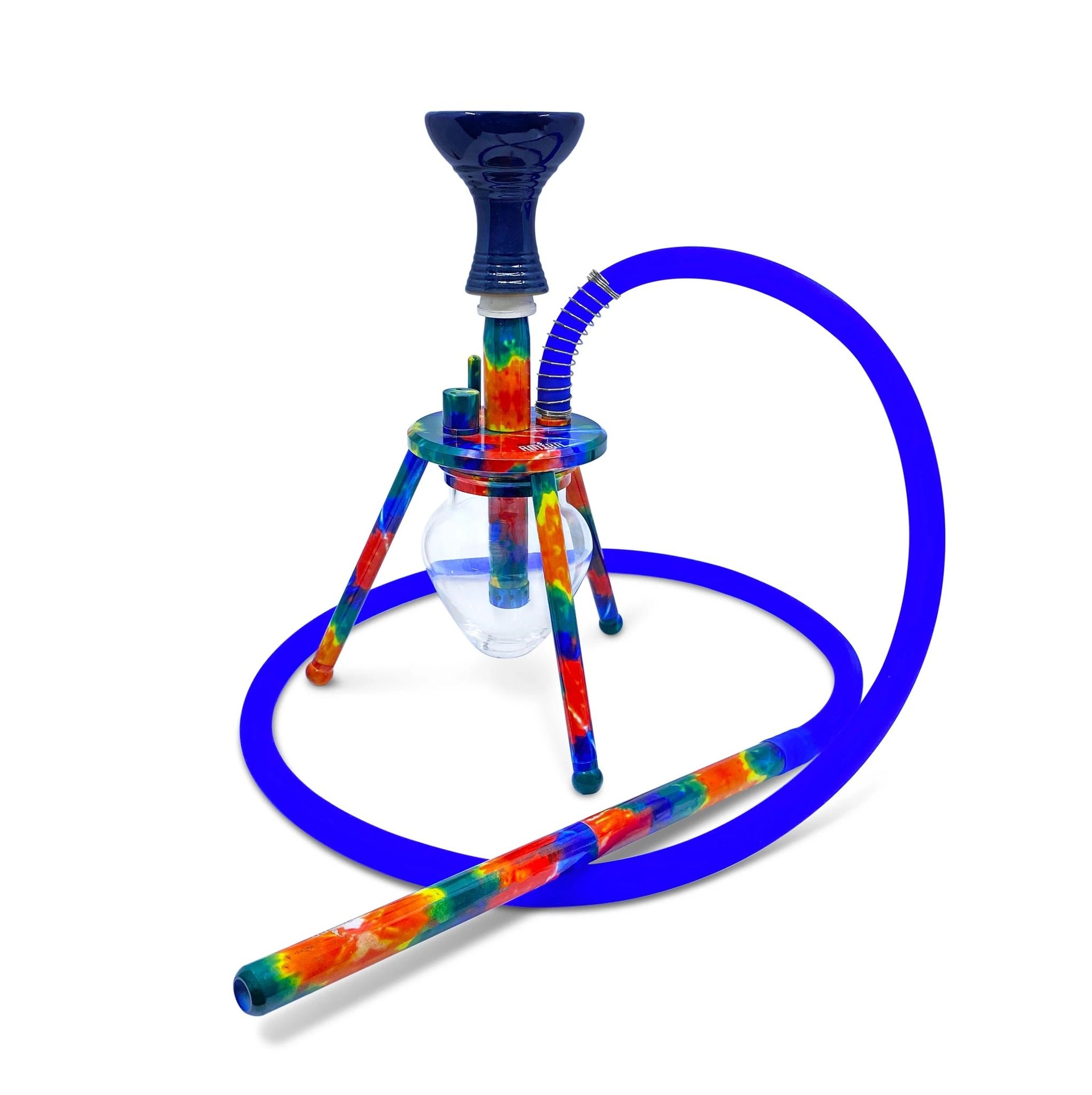 BYO Spider Hookah 12" psychedelic colors orange blue red design matching hose handle