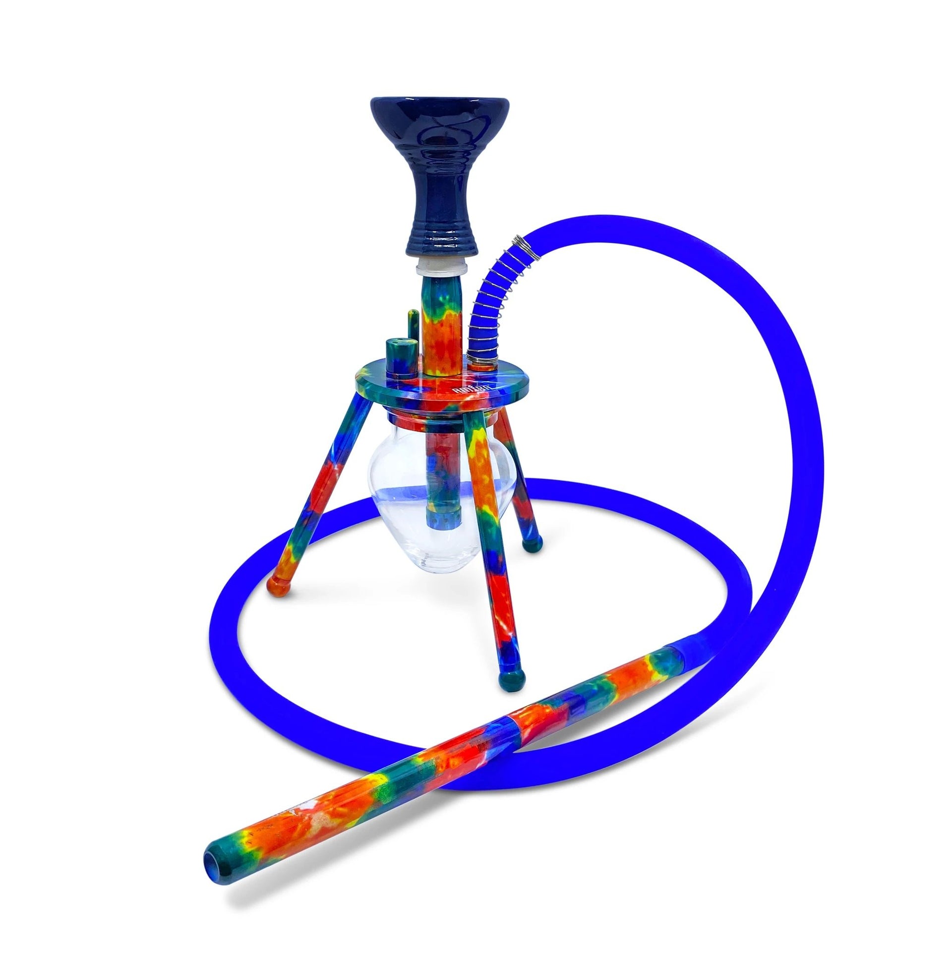 BYO Spider Hookah 12" psychedelic colors orange blue red design matching hose handle
