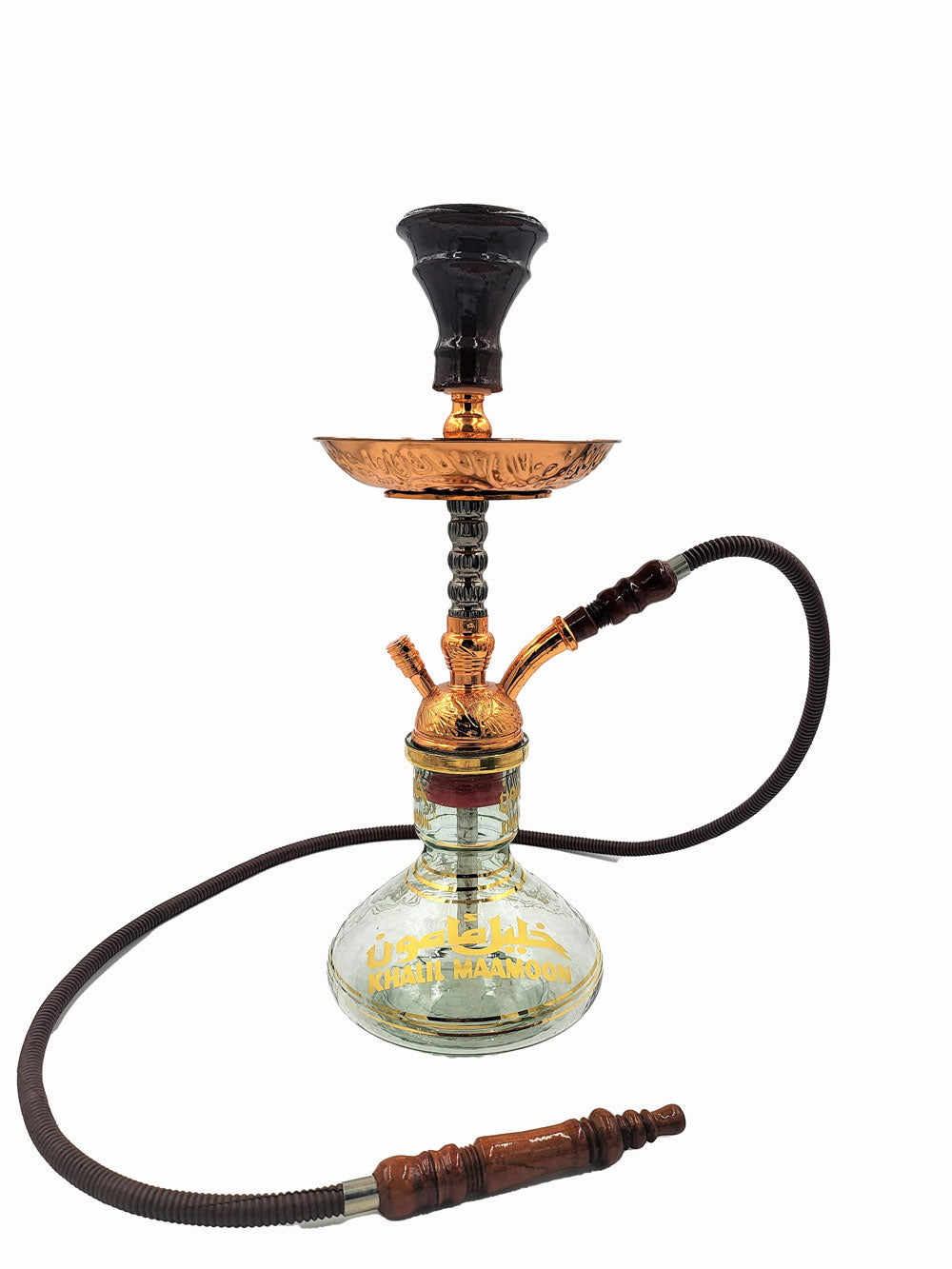  Khalil Mamoon Balaha Oxide Hookah 20 inch black and cobber solid cast stem with clear base