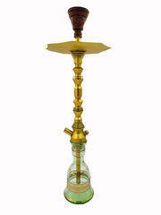 Gold CNC B2 Hookah stem with green tone crystal base