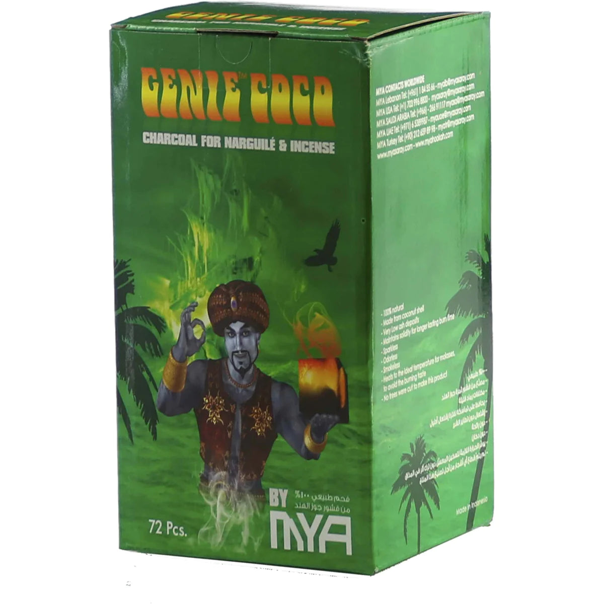 MYA Genie Coco Hookah Charcoals - 72 Pieces