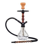 BYO Zuki Hookah 19" red wood stem with matching wood handle hose and clear base