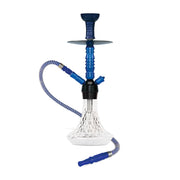 BYO Crystal Hookah 18" blue stem clear crystal base matching hose