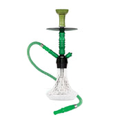 BYO Crystal Hookah 18" green stem clear crystal base matching hose