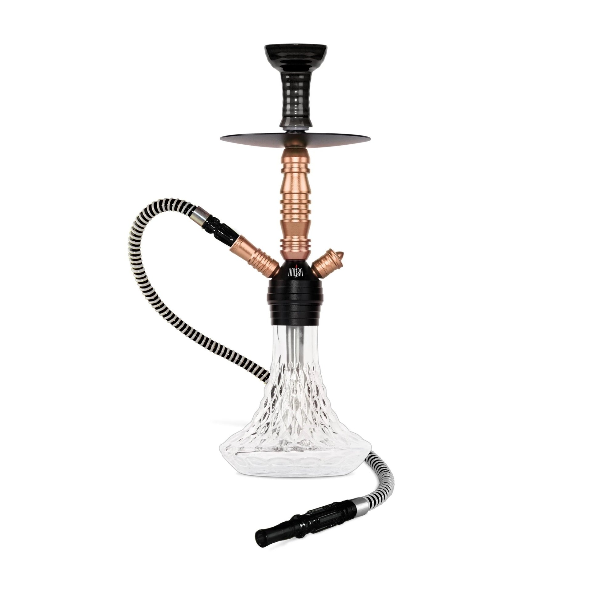 BYO Crystal Hookah 18" rose gold stem clear crystal base matching hose