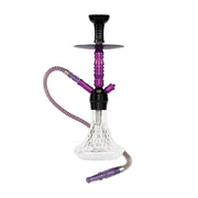 BYO Crystal Hookah 18" purple stem clear crystal base matching hose