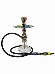 D Hookah Comic Style Graphic Stem and Hose End With Clear Base