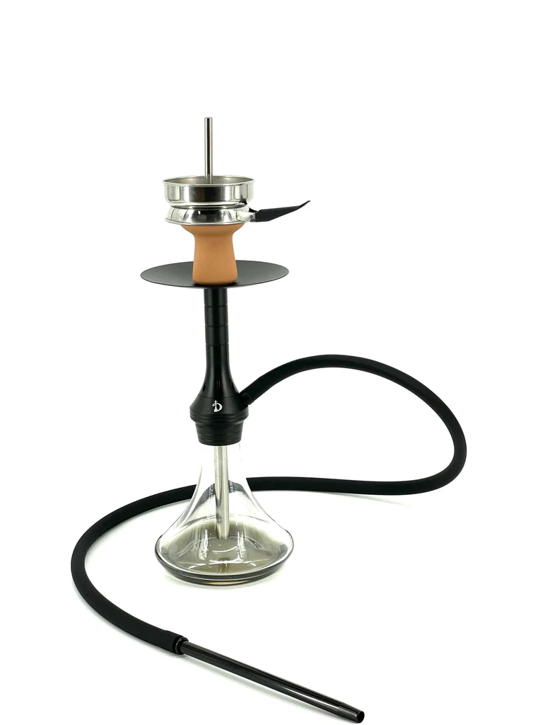 D Hookah Inception 20" Black Stem and Hose Clear Base