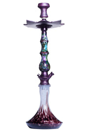 D Hookah Royal Marble purple and green stem with purple and white base