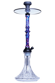 Everember Emporor Hooakh Sapphire blue pink white stem with clear etched base