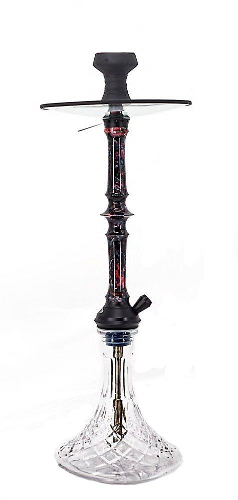 Everember Hookah Bloodsonte Black red marble stem with etched clear glass