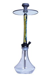 Everember Ray Hookah Olive Drab Blue and yellow stem with clear base