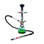 BYO Toker Hookah 18" Green calaca white green pink designs with matching hose handle