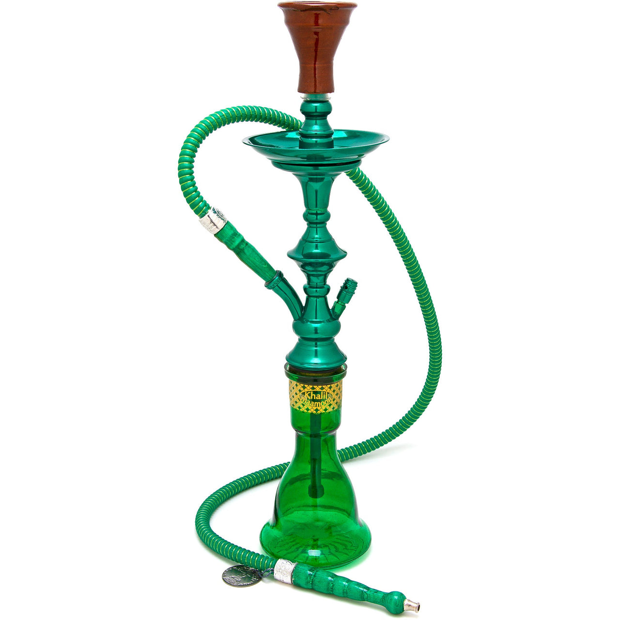 Khalil Mamoon Hookah Mini Classic 22" Green Stem Base and Hose