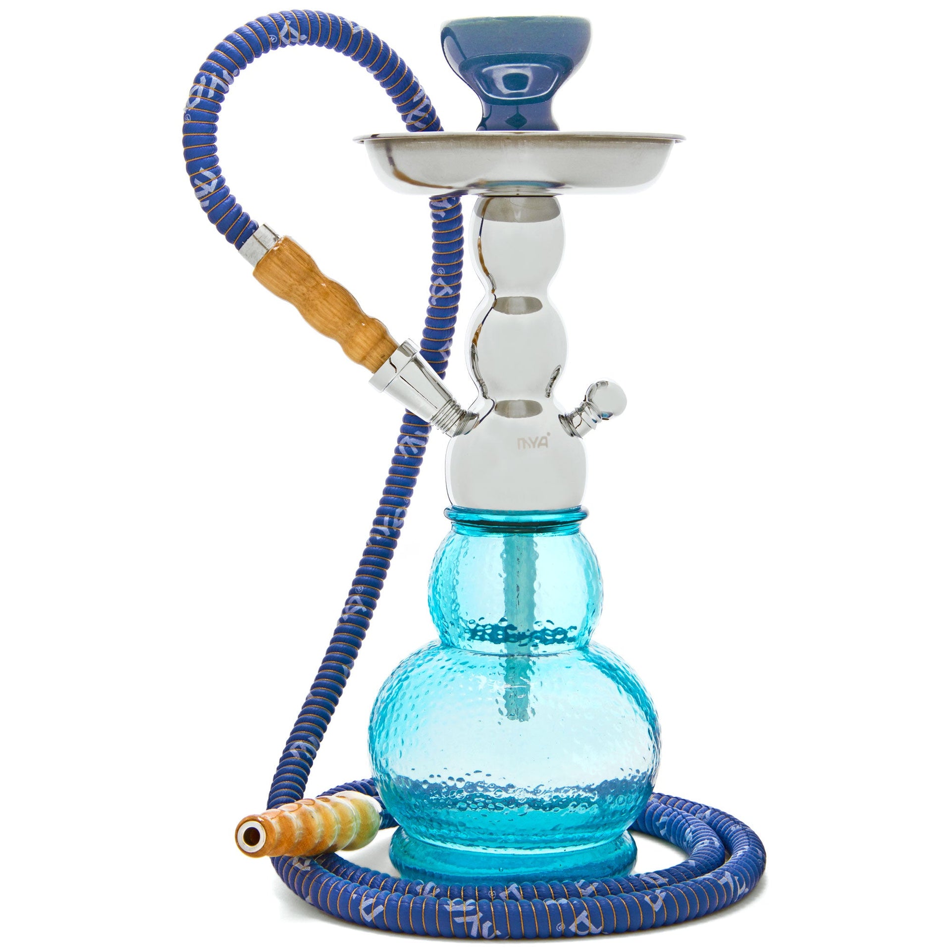 Mya Econo Gelato Hookah 14" Chrome Stem with Aqua Base