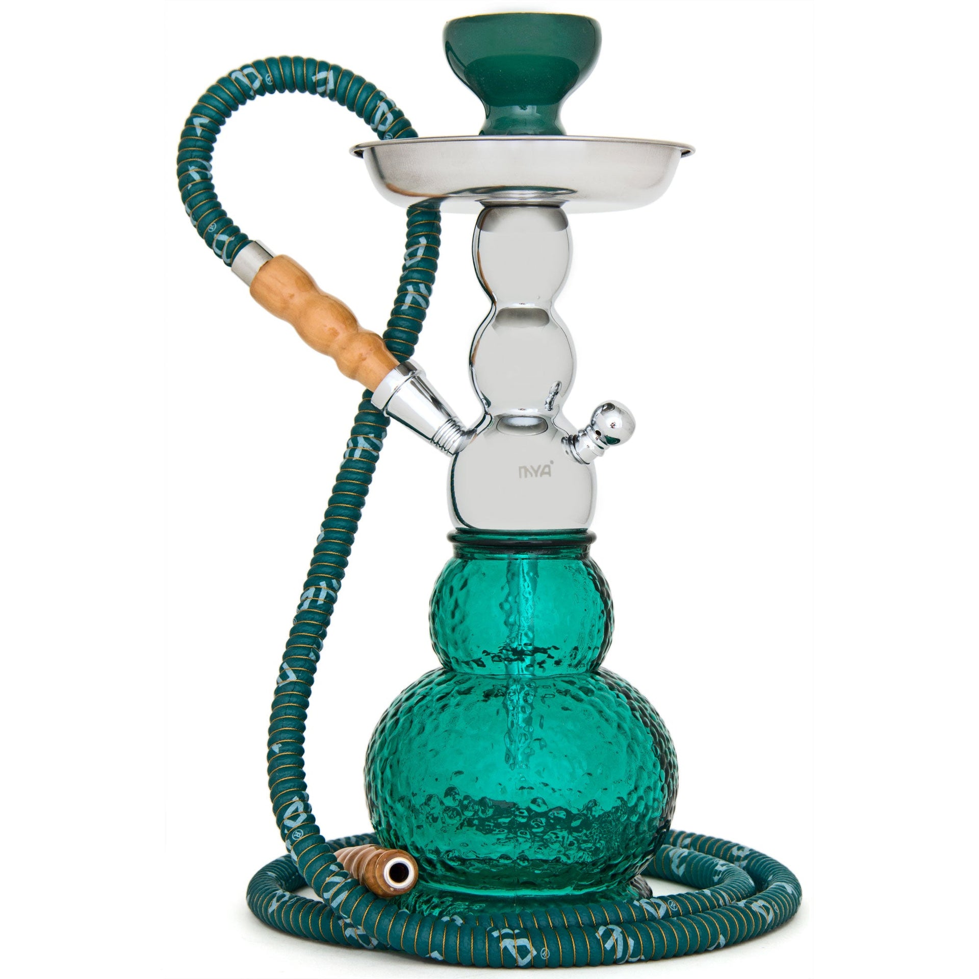 Mya Econo Gelato Hookah 14" Chrome Stem with Green Base