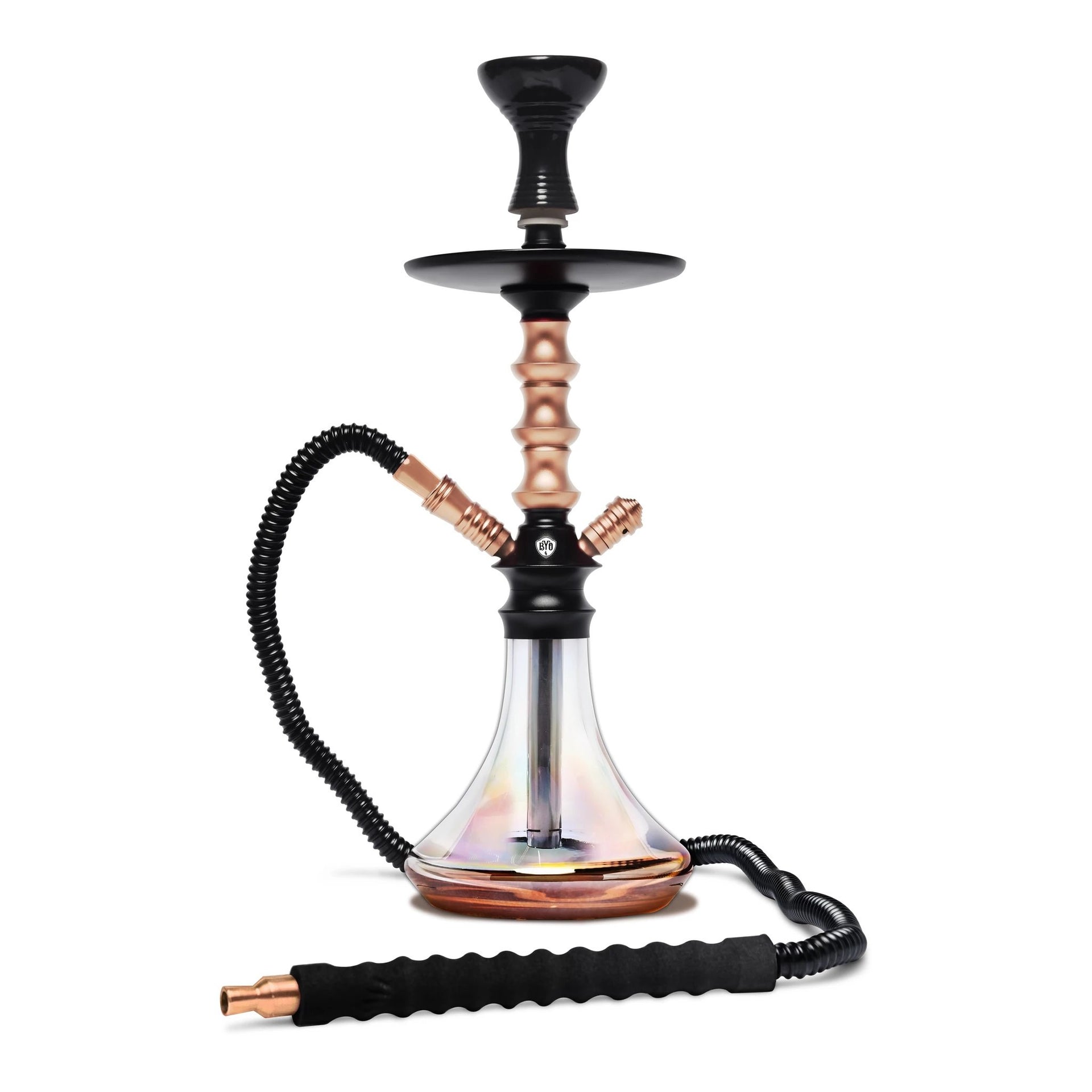 BYO Nebula Hookah 18 inch with gold Stem matching bowl and clear base