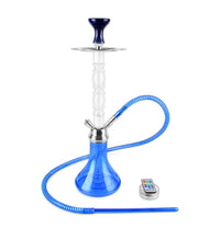 Rip Acdrylic Hookah 24" Clear Stem with blue base and led light controler