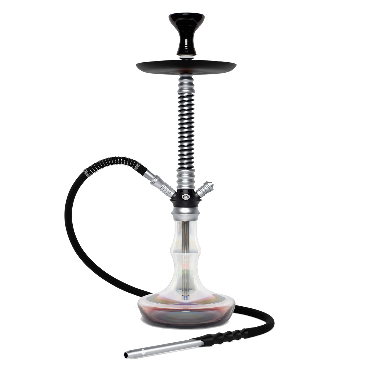 BYO Vantage Hookah 24" black spring stem matching clear base and hose