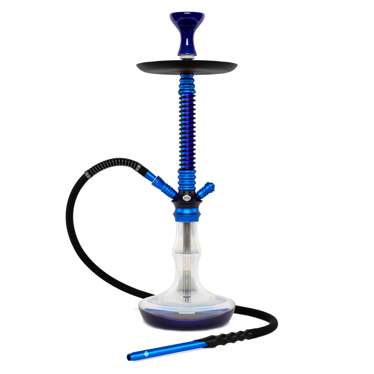 BYO Vantage Hookah 24" blue spring stem matching clear base and hose