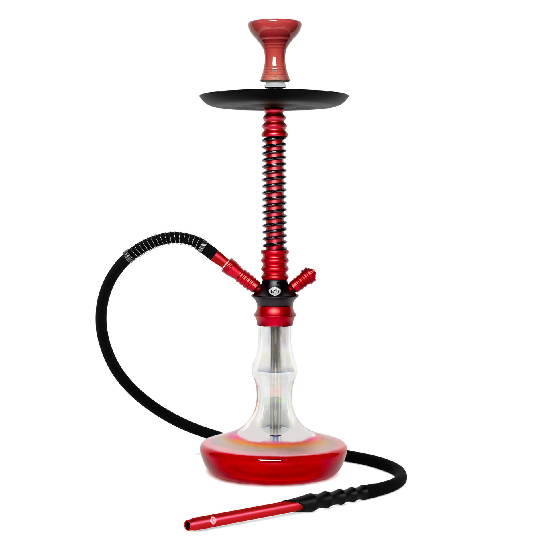 BYO Vantage Hookah 24" red spring stem matching clear base and hose